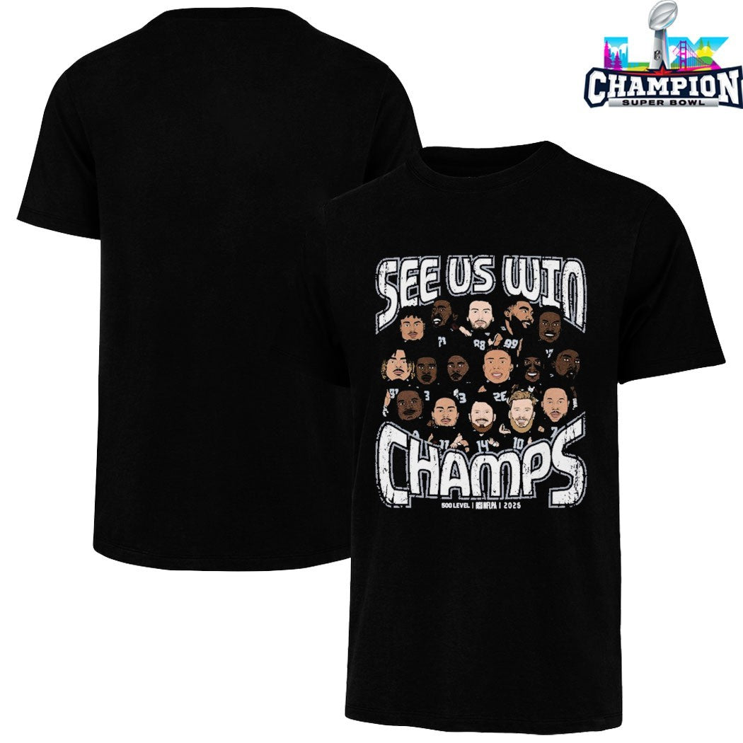 See Us Win Seattle Seahawks Super Bowl Lx Champions 2025 Caricature Shirt
