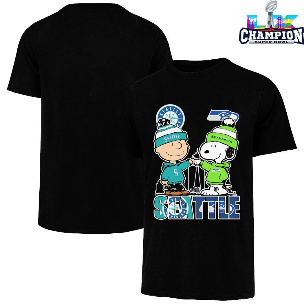 Snoopy And Charlie Brown The Peanuts Fan Seattle Mariners Seattle Seahawks City T-shirts