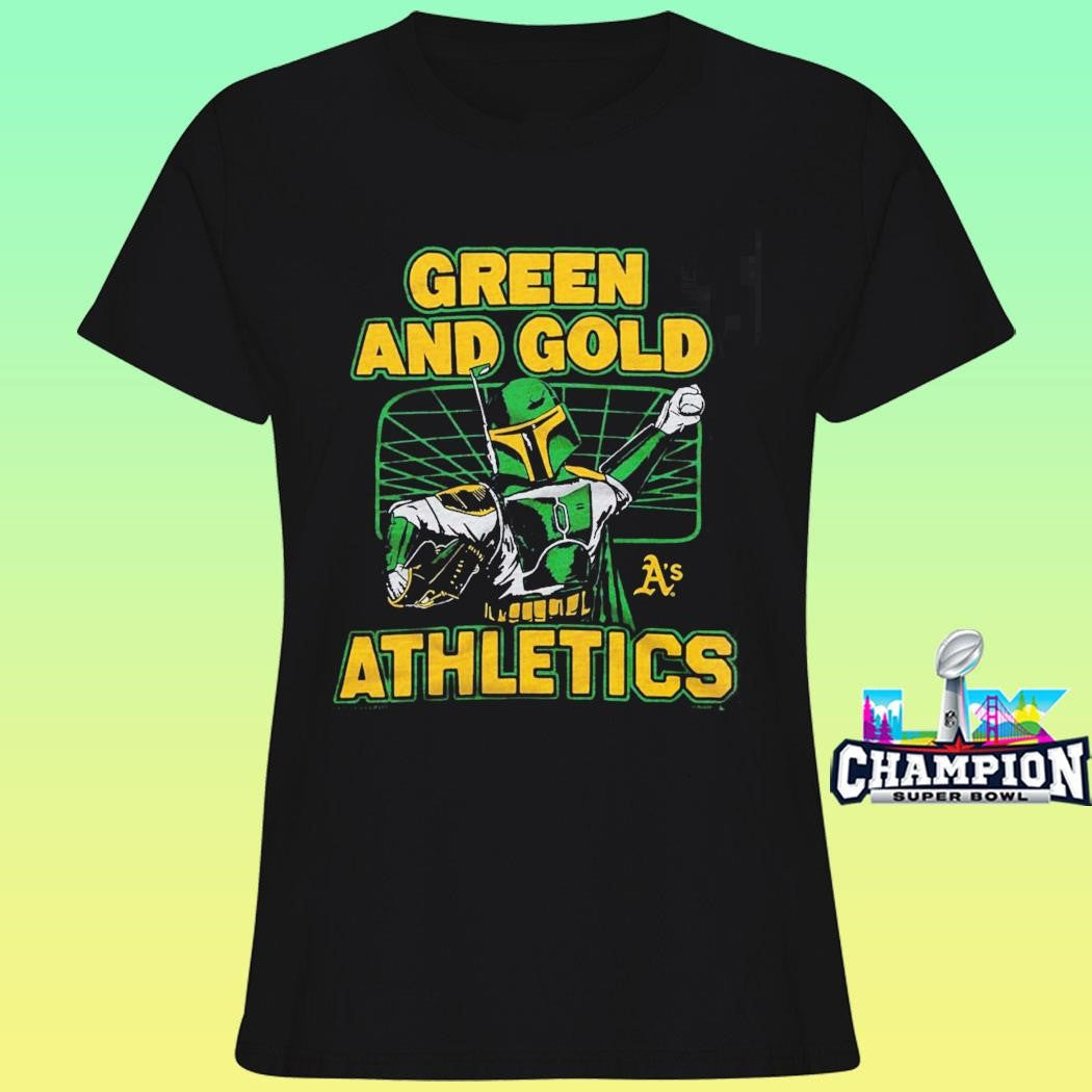 Star Wars X Mlb 2026 Star Wars Day Green And Gold Oakland Athletics Dark Side Boba Fett Shirt