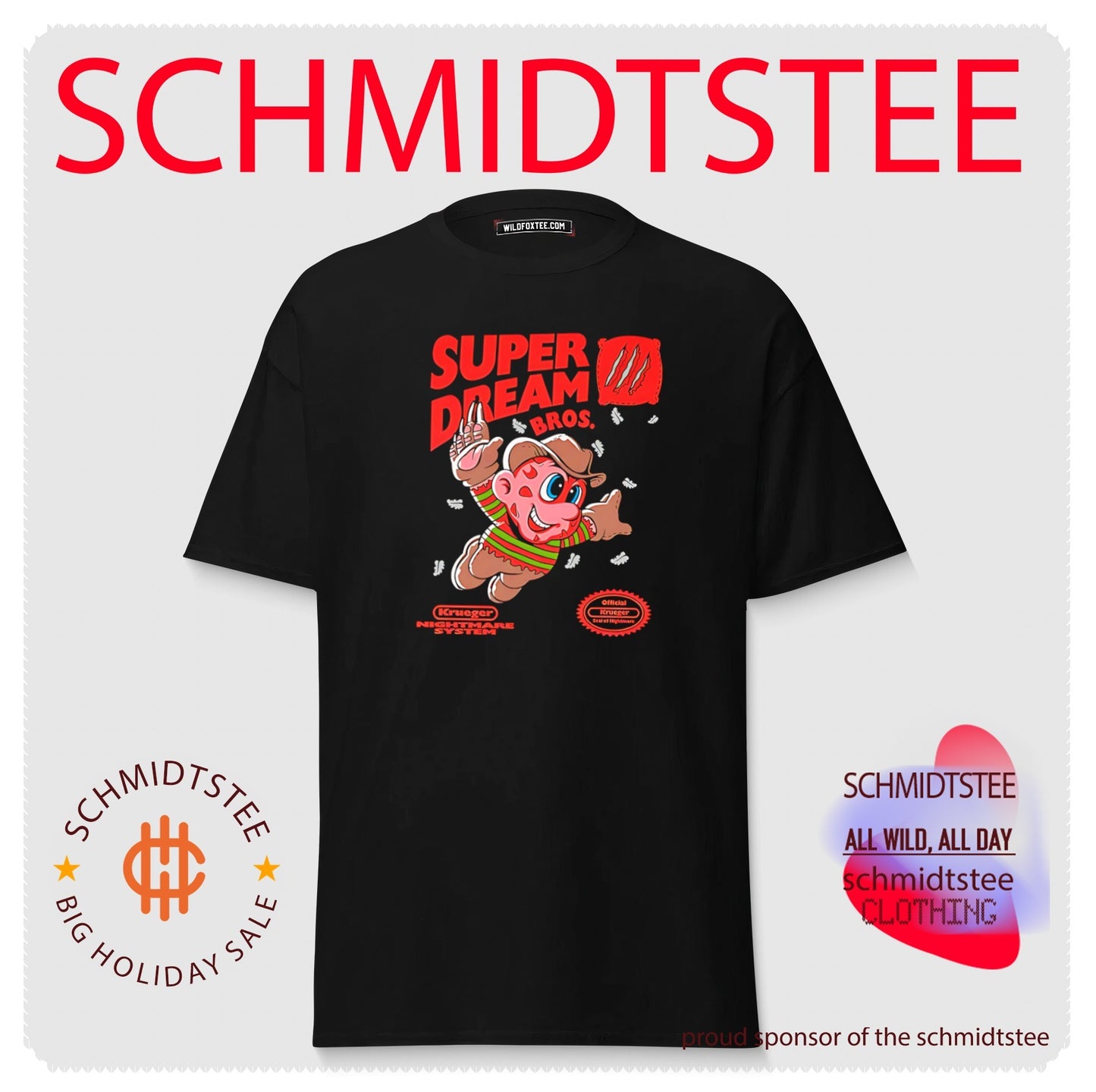 Super Dream Bros Freddy Krueger features Super Mario Bros shirt