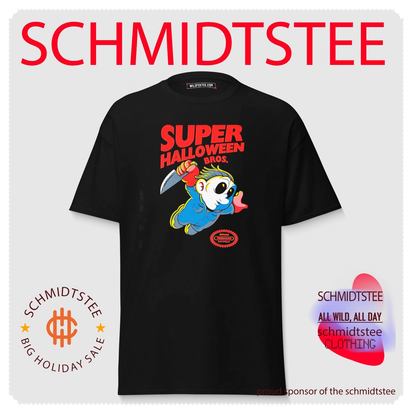 Super Halloween Bros features Super Mario Bros shirt