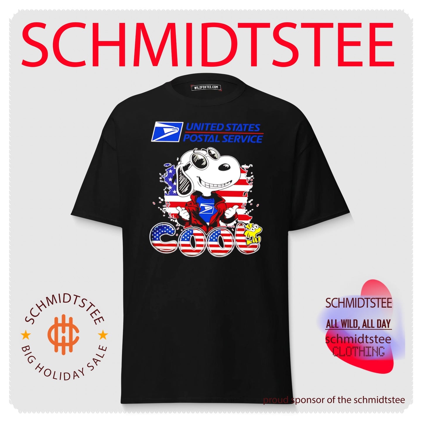 USPS Snoopy Cool USA 250th cartoon shirt