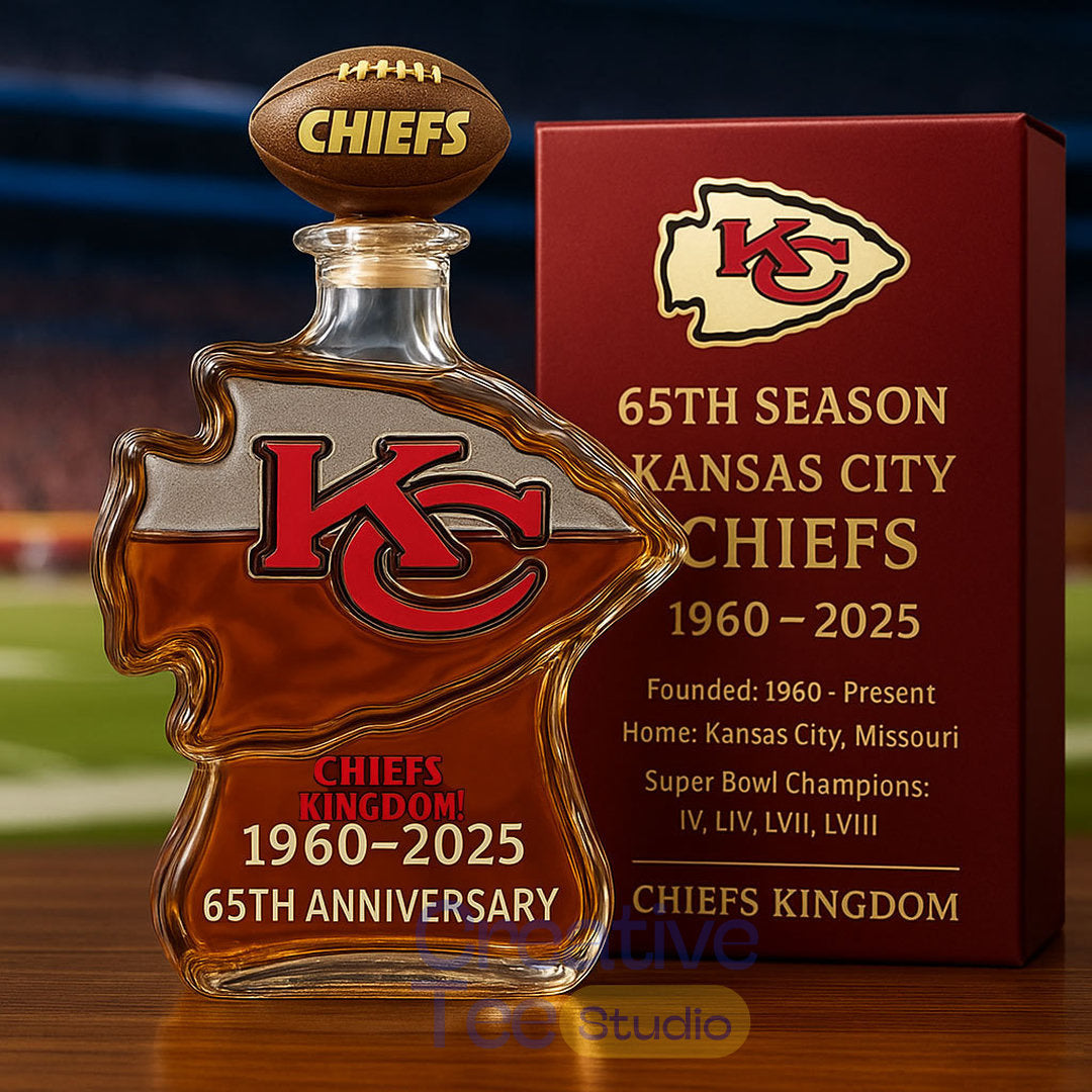 Kansas City Chiefs 65th Season Chiefs Kingdom Whiskey Bottle