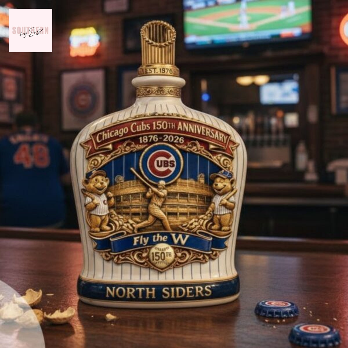Chicago Cubs 150th Anniversary North Siders Whiskey Bottle