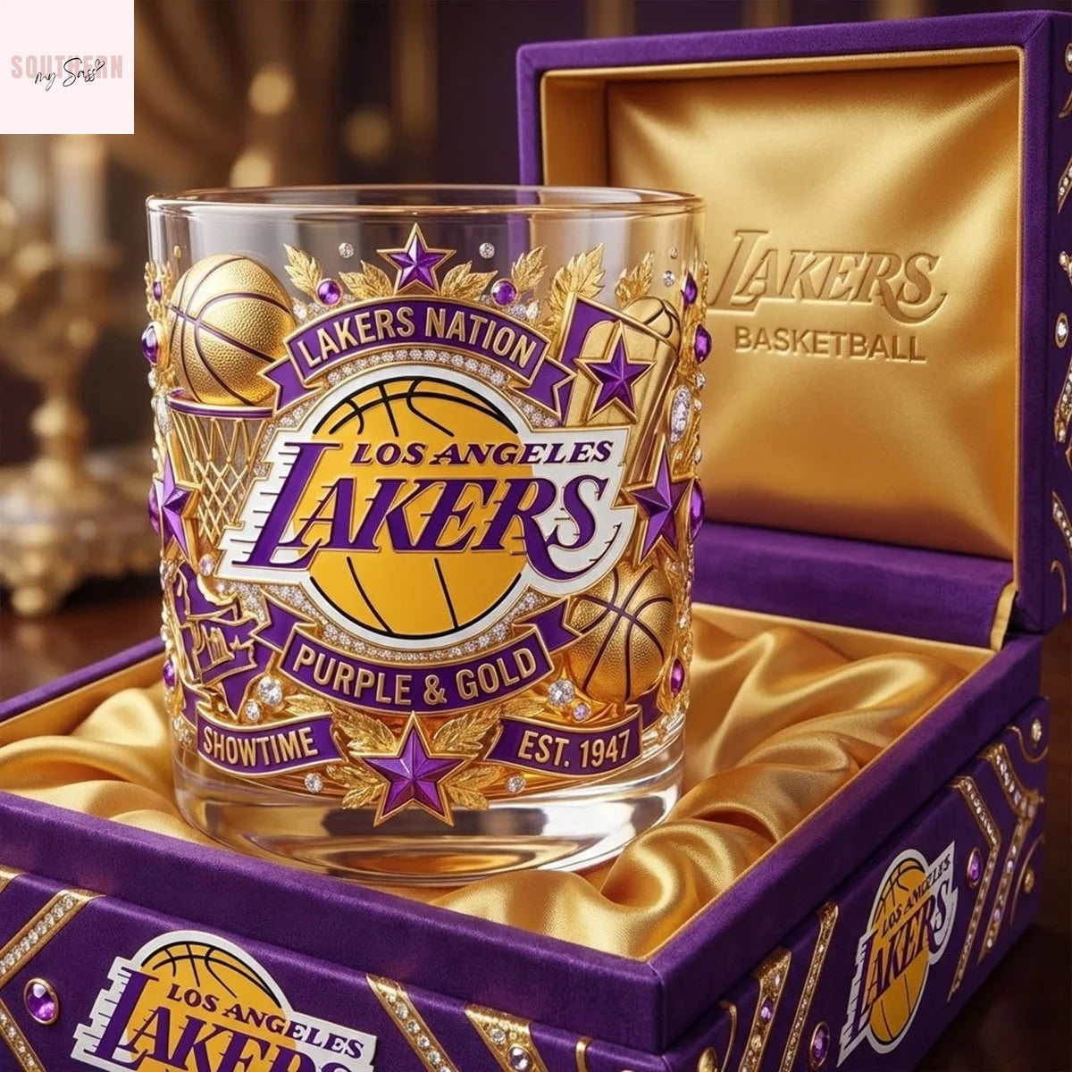Los Angeles Lakers Purple & Gold Showtime Laker Nation Whiskey Glass