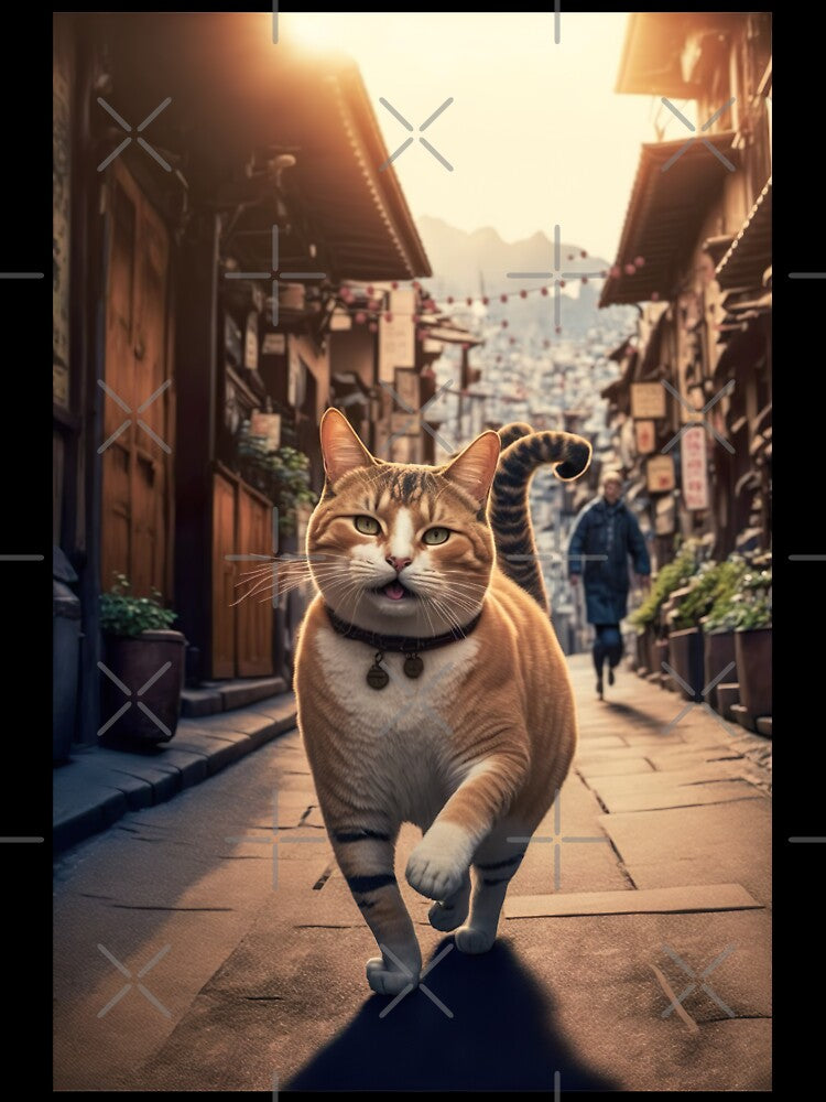 Cute cat walking on a small street by KoolArtDistrict