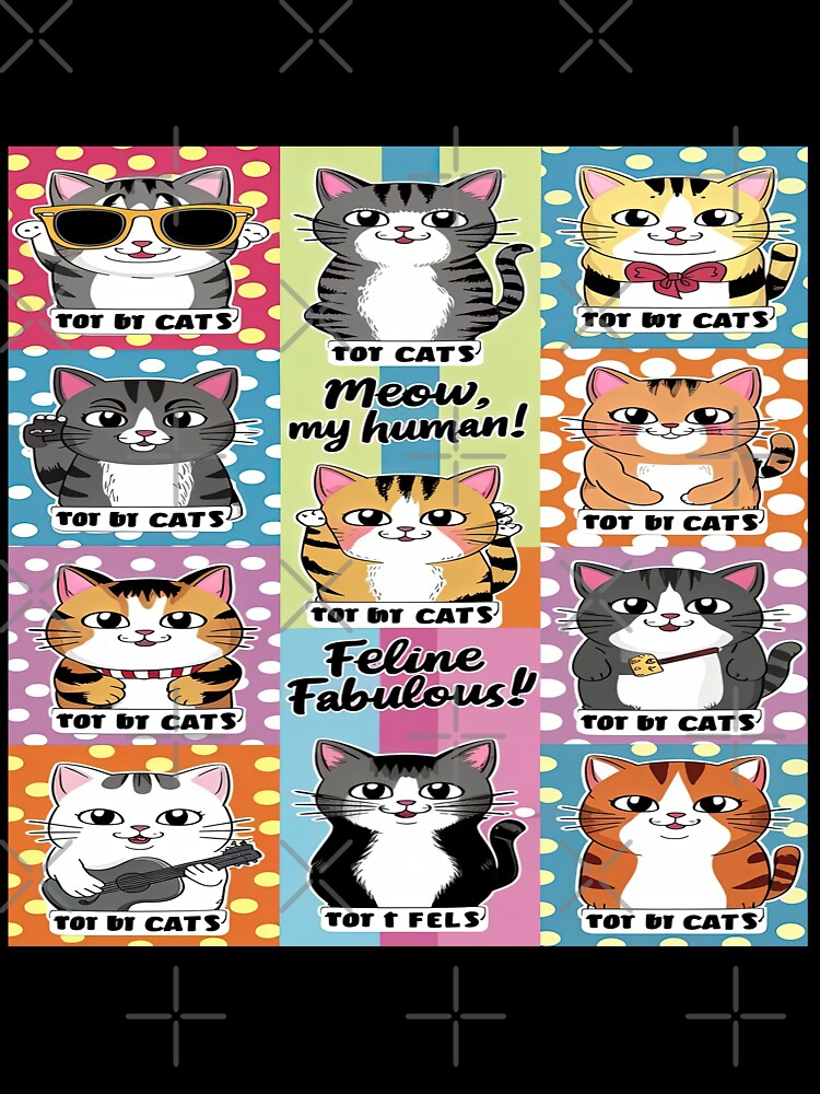 cute funny cat pattern cheerful colorful cats fluffy sweets happy ,aesthetic cat art,funny cat,Cat Lover,cute cat,cat pattern by Expressions-Sel