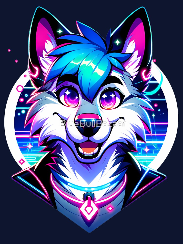 Cyberpunk Neon Furry Anthro Wolf by BlueBullBazaar
