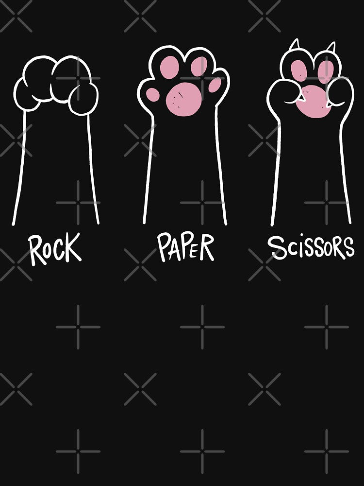 Rock Paper Scissors Hand Game Cute Paw Funny Cat by DrawHandArt