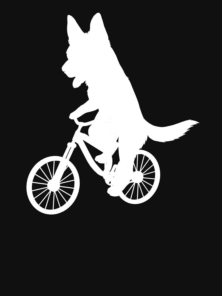 German shepherd dog on a bicycle by alwe-designs