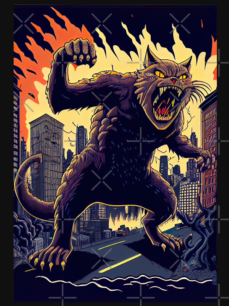 Giant Angry Cat attacking a city by KoolArtDistrict