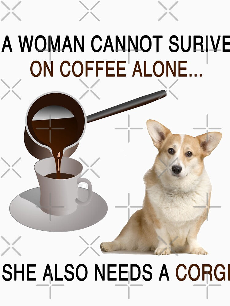 women and corgi and coffee by OmniDeals