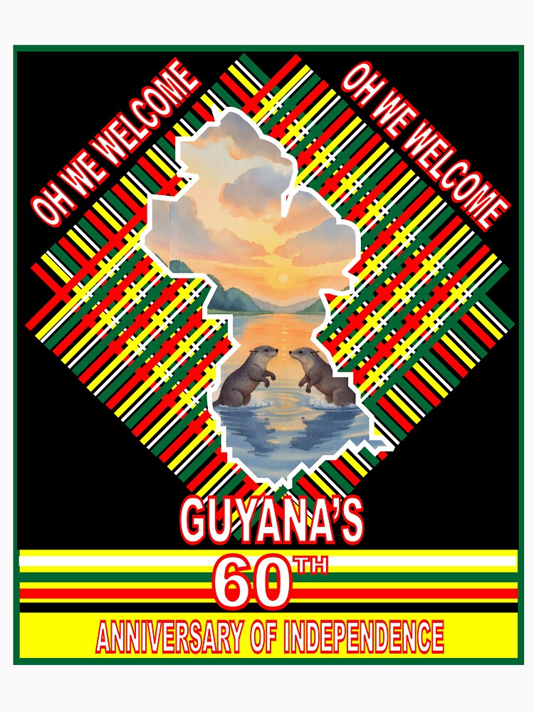 Guyana Sixtieth Independence Anniversary Otter T-shirt by ERBArtventure