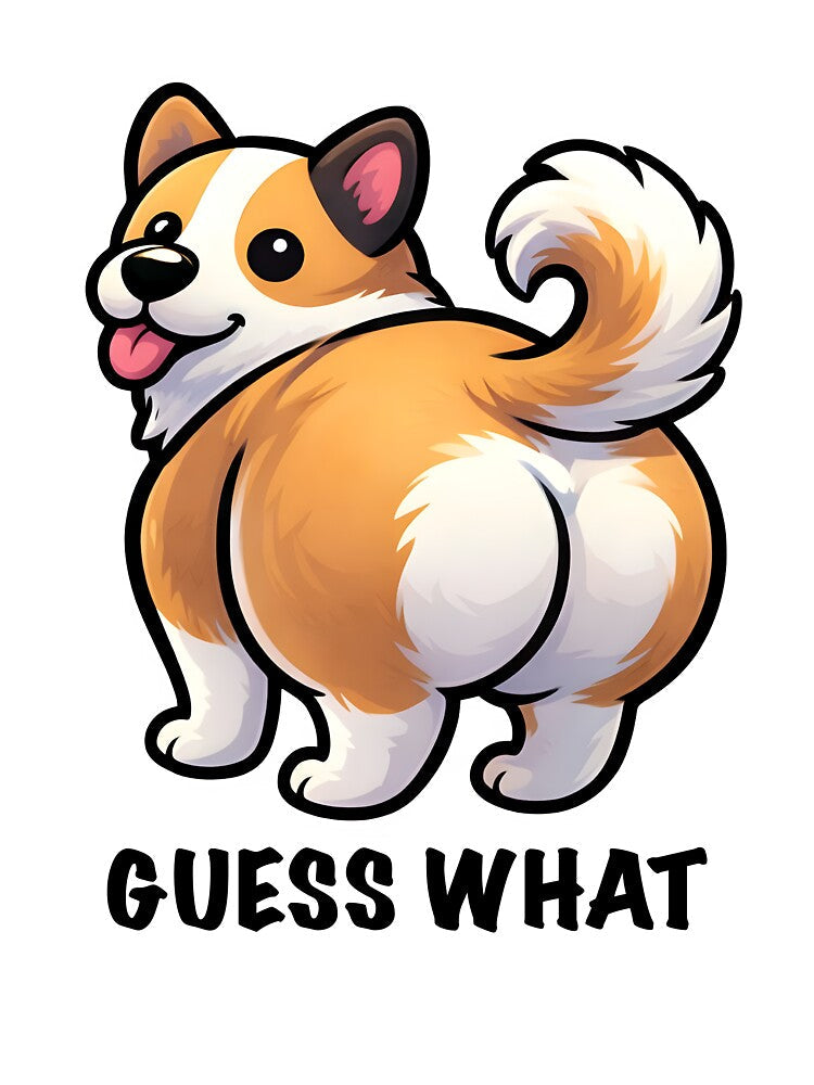 Guess What? Funny Corgi Butt Dog Illustration by Senkov