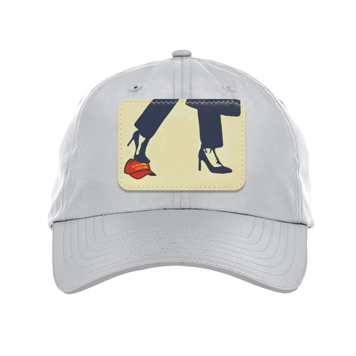 Kamala Harris Heels Stepping On Red Hat Pitch Cap