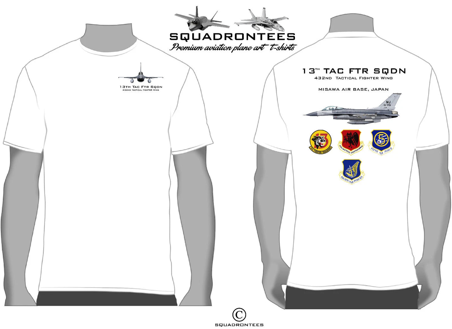 13th Tactical Fighter Squadron F-16 Squadron T-Shirt, USAF Licensed Product