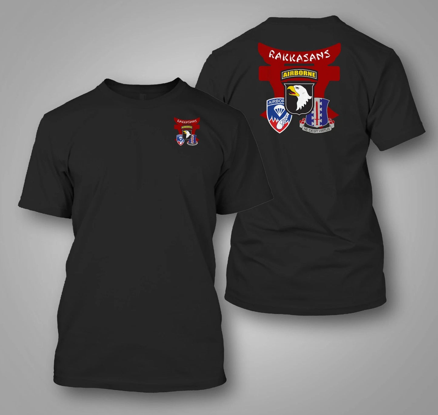 US Army 187th Infantry Regiment Rakkasans 101st - Custom front and back tee