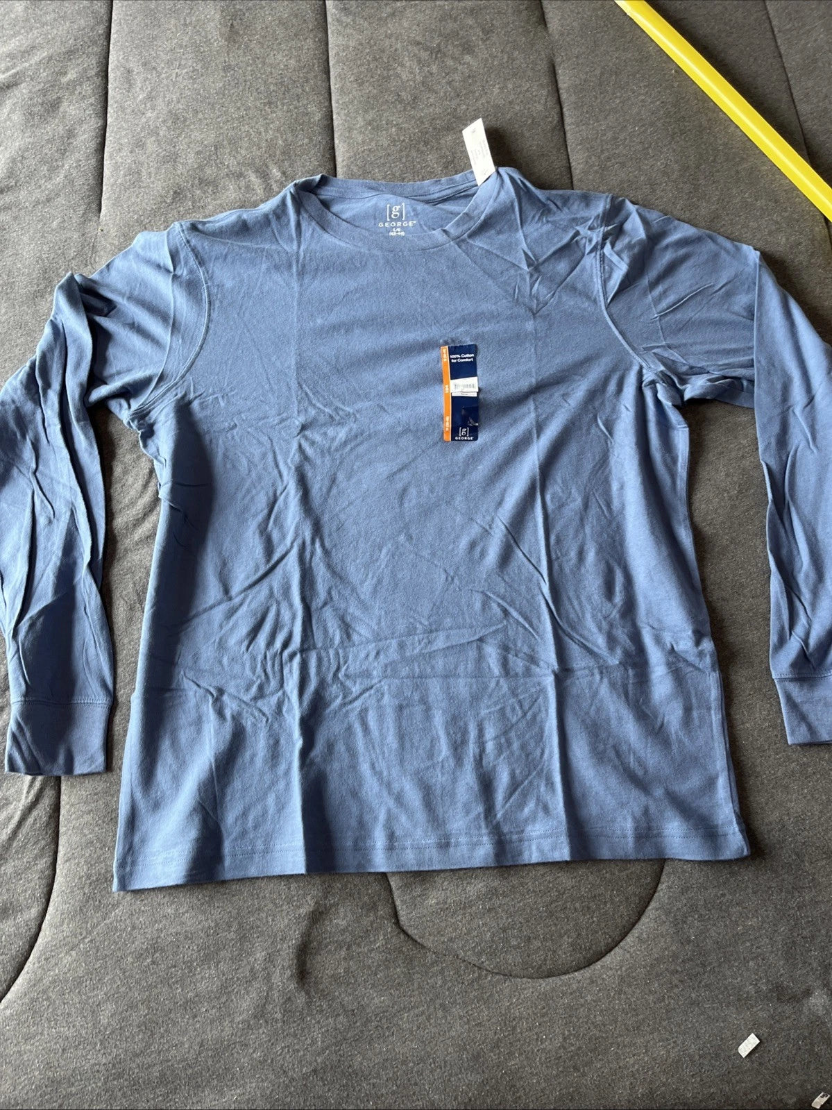 GEORGE 100% COTTON FOR COMFORT BLUE LONG SLEEVE CREW NECK TEE SHIRT M(38-40)