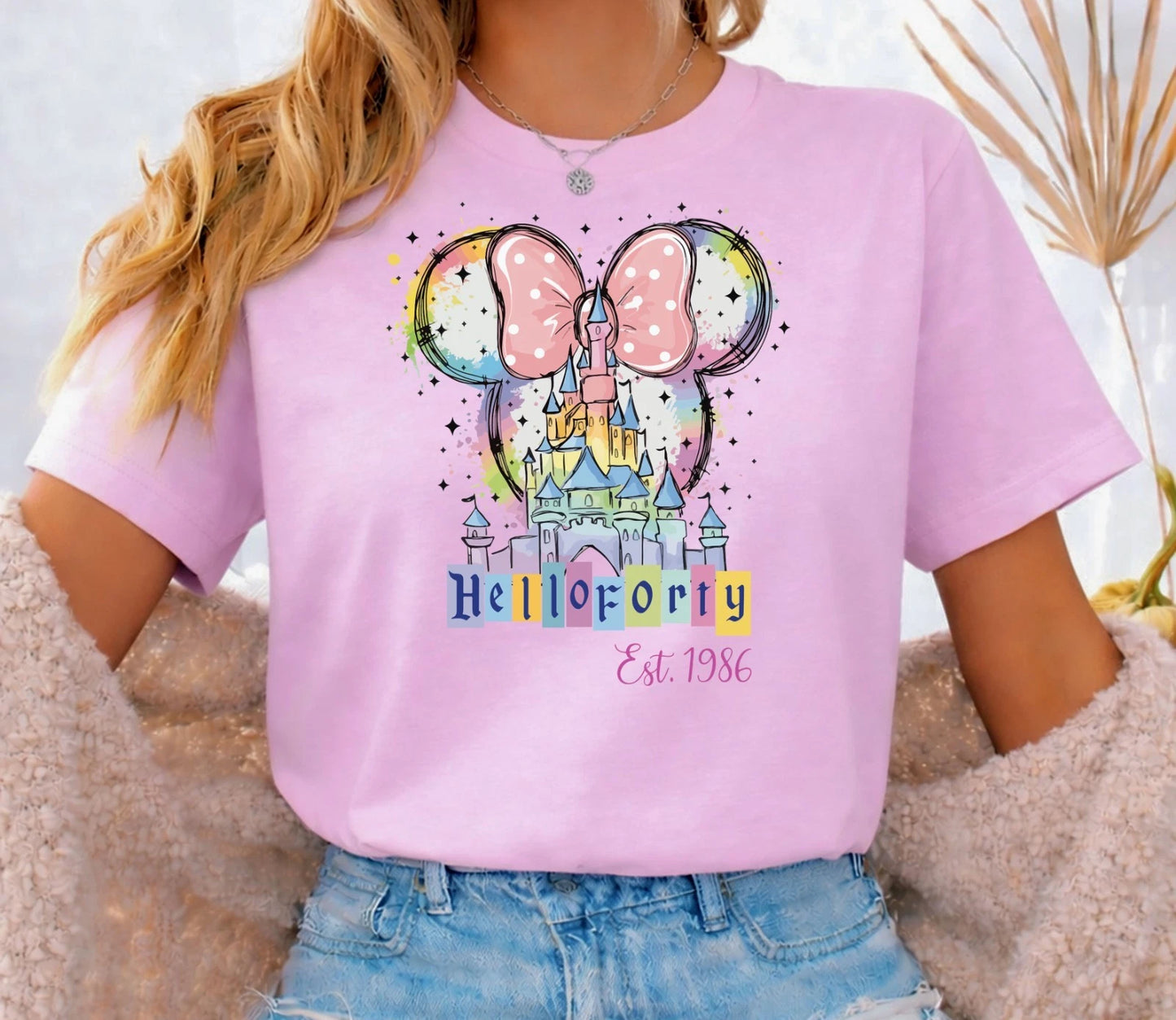 Personalised 40th Disney Birthday Queen Party Women TShirts 1986, hello 40 disn