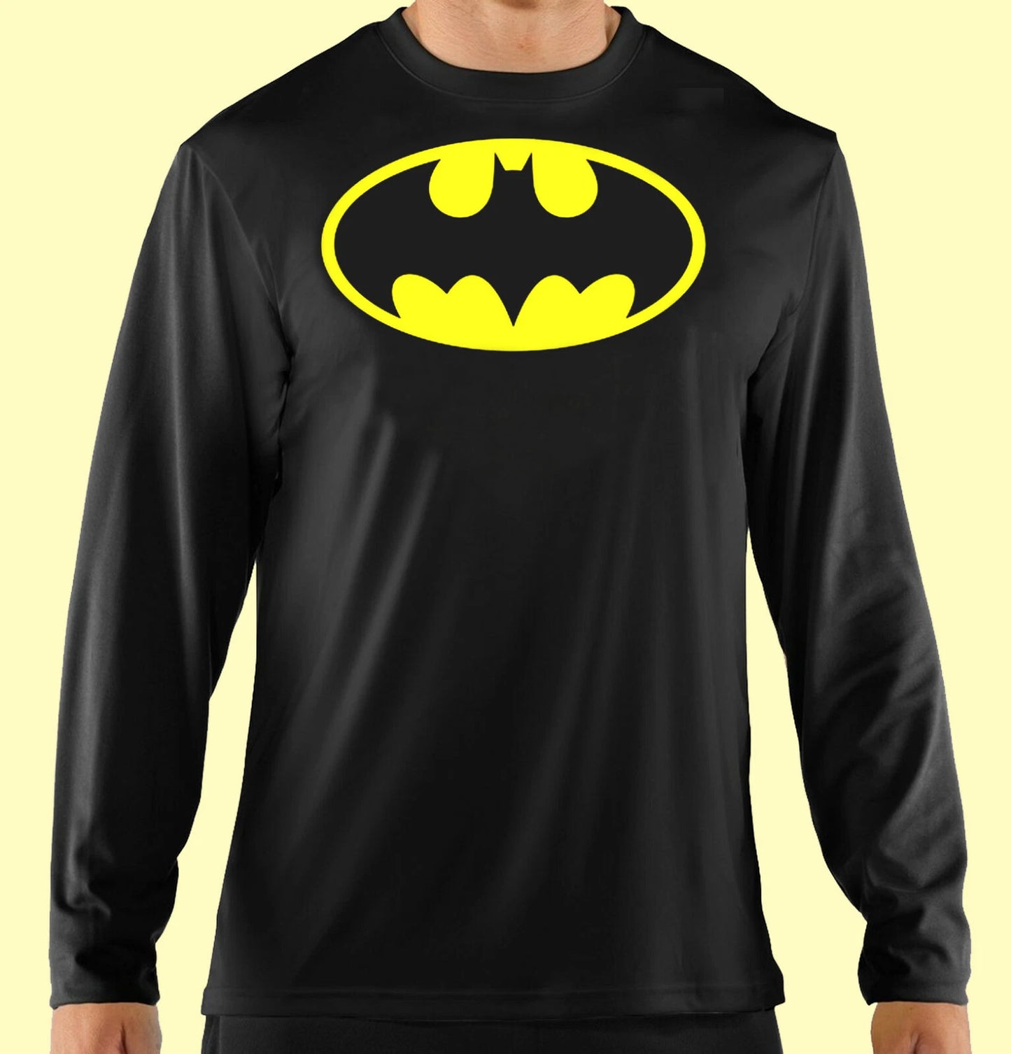 Black Long Sleeve T Shirt, The Caped Crusader, Batman 100% Cotton, Unisex