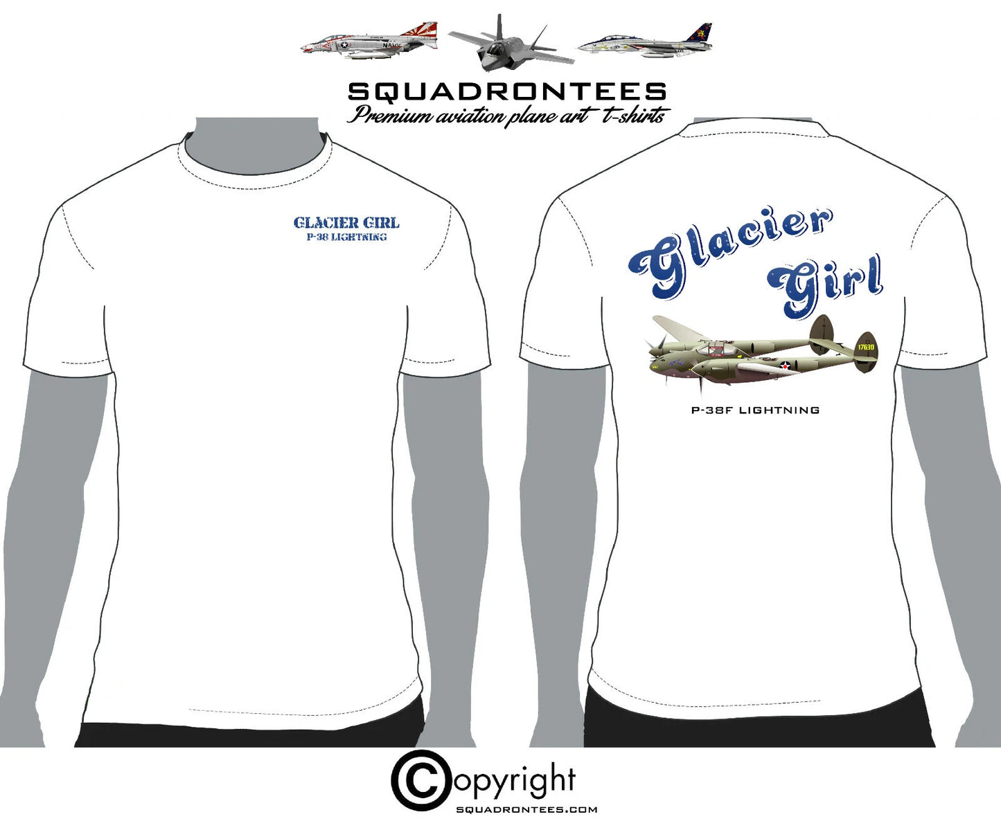 P-38 Glacier Girl - Premium Plane Art T-Shirt
