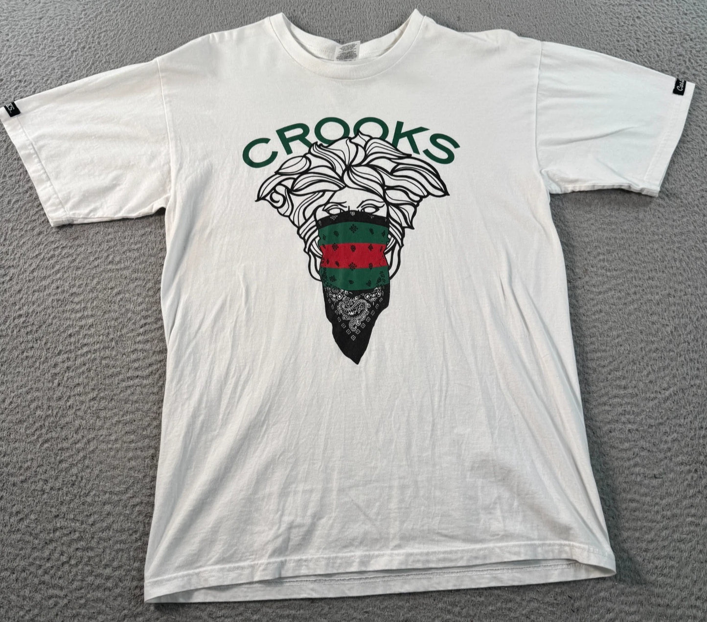 Crooks & Castles Shirt Men Medium White Medusa Big Face Graphic Tee Streetwear
