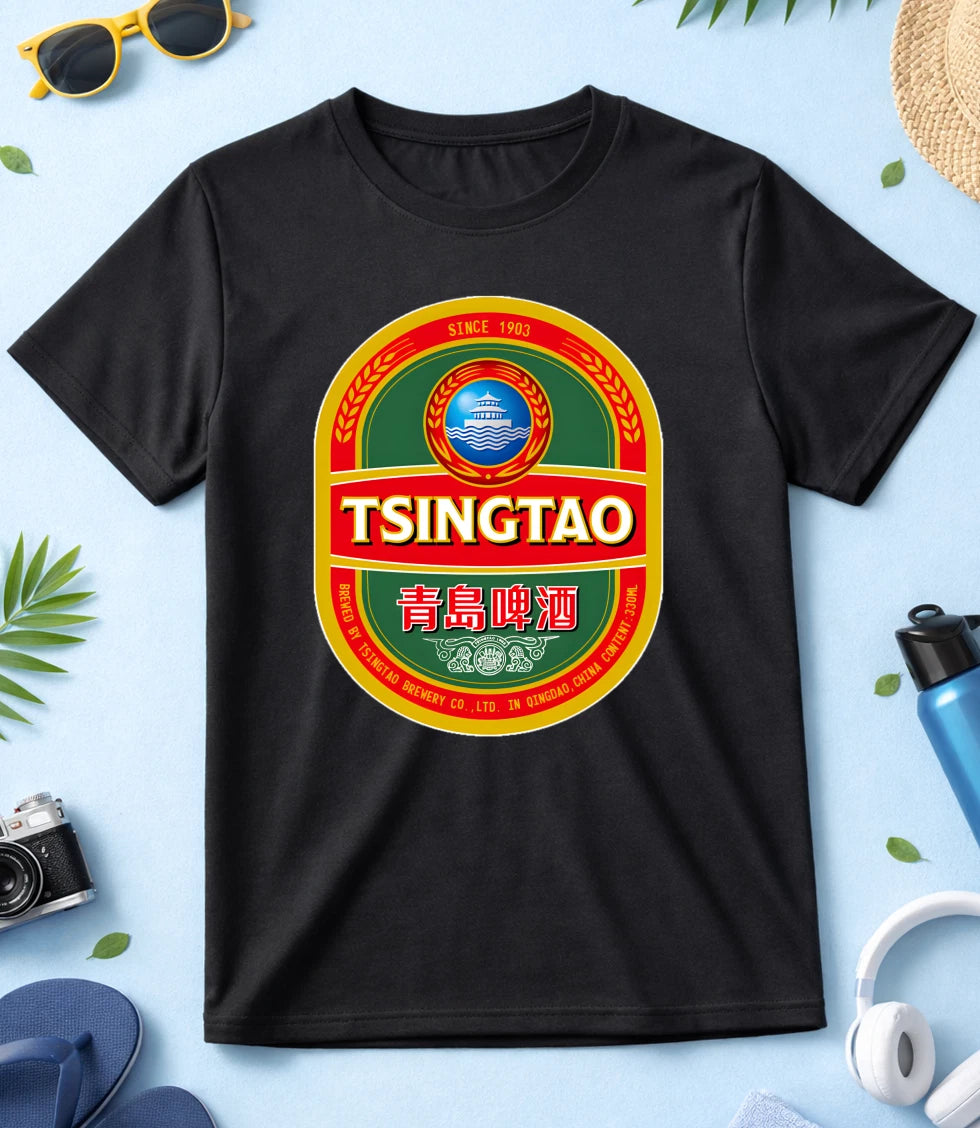 Tsingtao Beer, Chinese Beer, Black-White Men/Women T Shirt E095