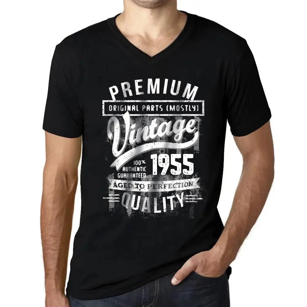 Men's Graphic T-Shirt V Neck Original Parts (Mostly) Aged to Perfection 1955