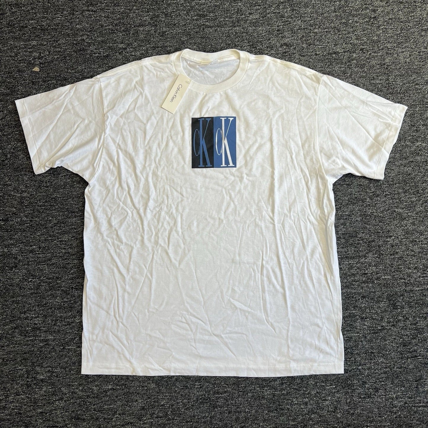 Vintage 1990’s Calvin Klein LOGO Tee Mens XL White Short Sleeve Shirt Cotton USA