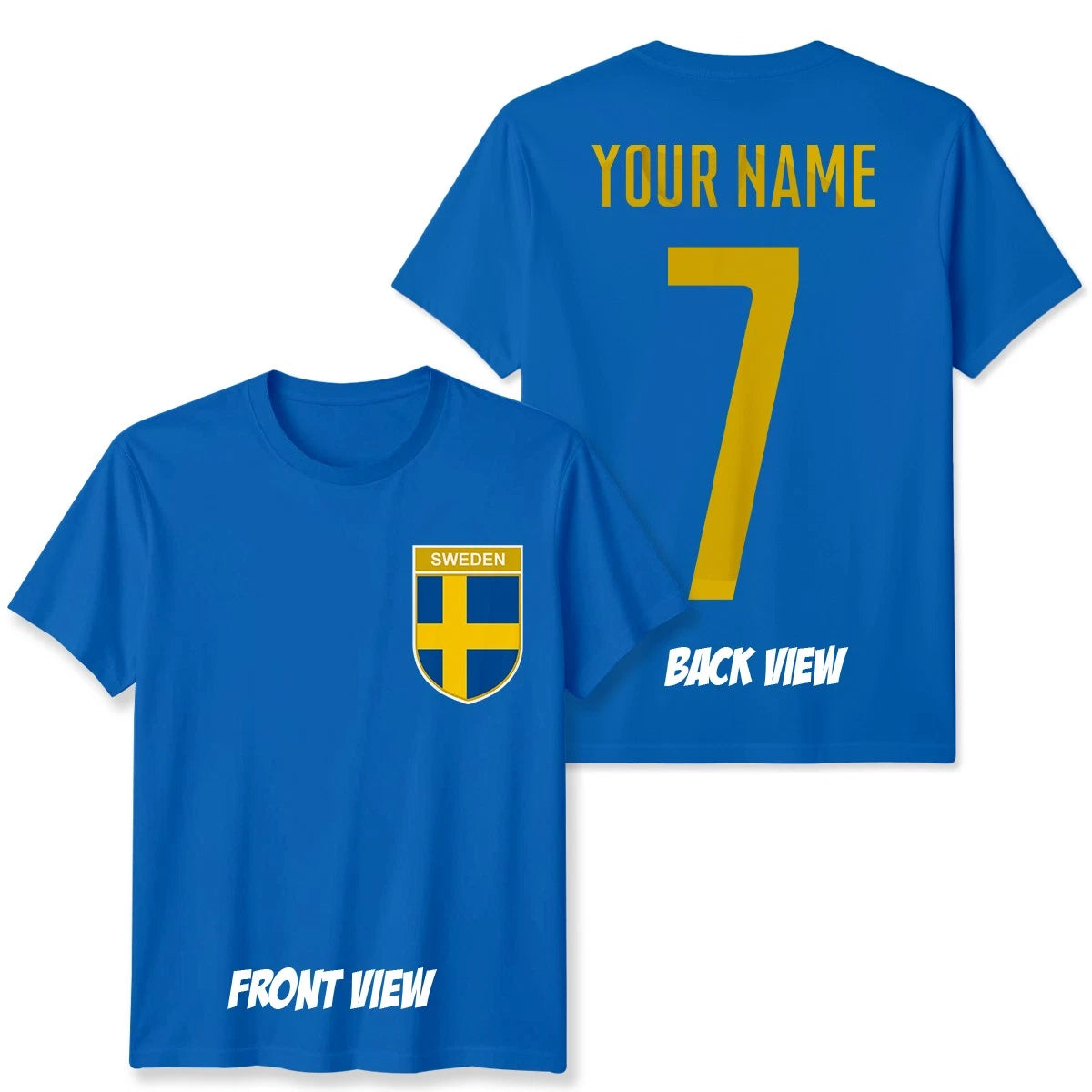 Personalised Sweden Football Unisex Kids T-Shirt Name Number Tee #WC