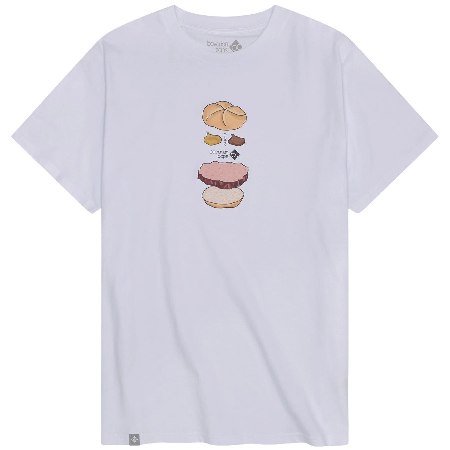 Bavarian Caps T-Shirt Bavarian Burger White Organic Cotton Print Regular Mens