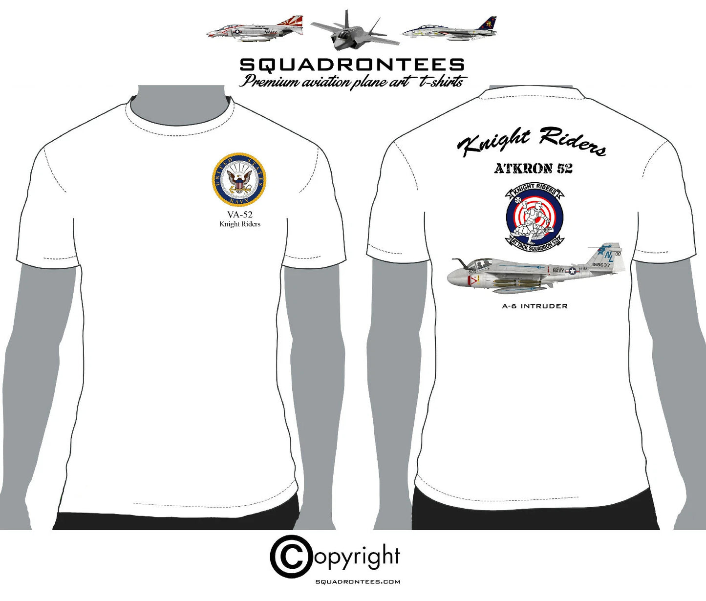 VA-52 A-6 Knight Riders Squadron T-Shirt - USN Licensed Product