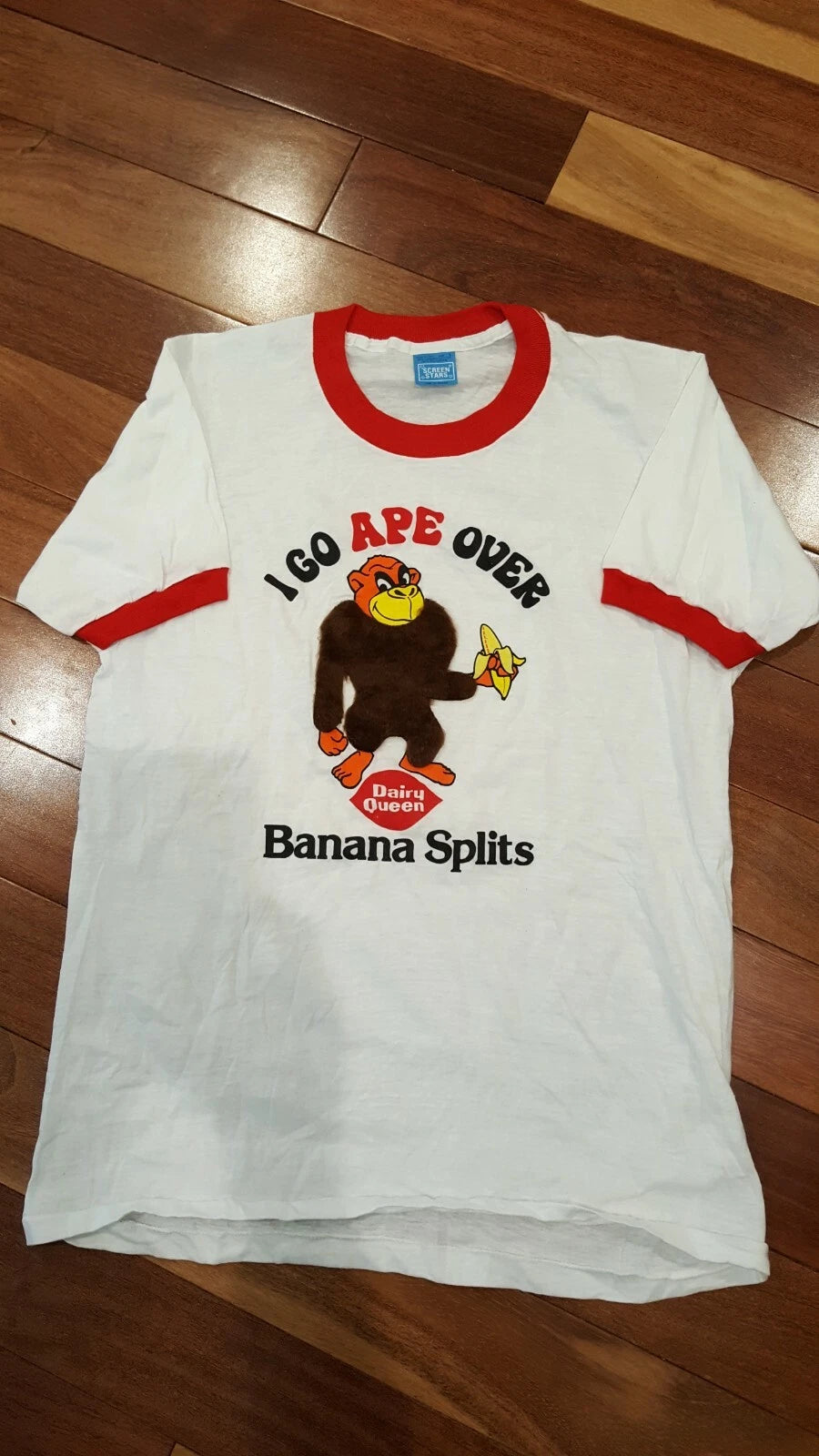 1970-80s Dairy Queen"I Go Ape Over Banana Splits" Ringer T-Shirt -Large
