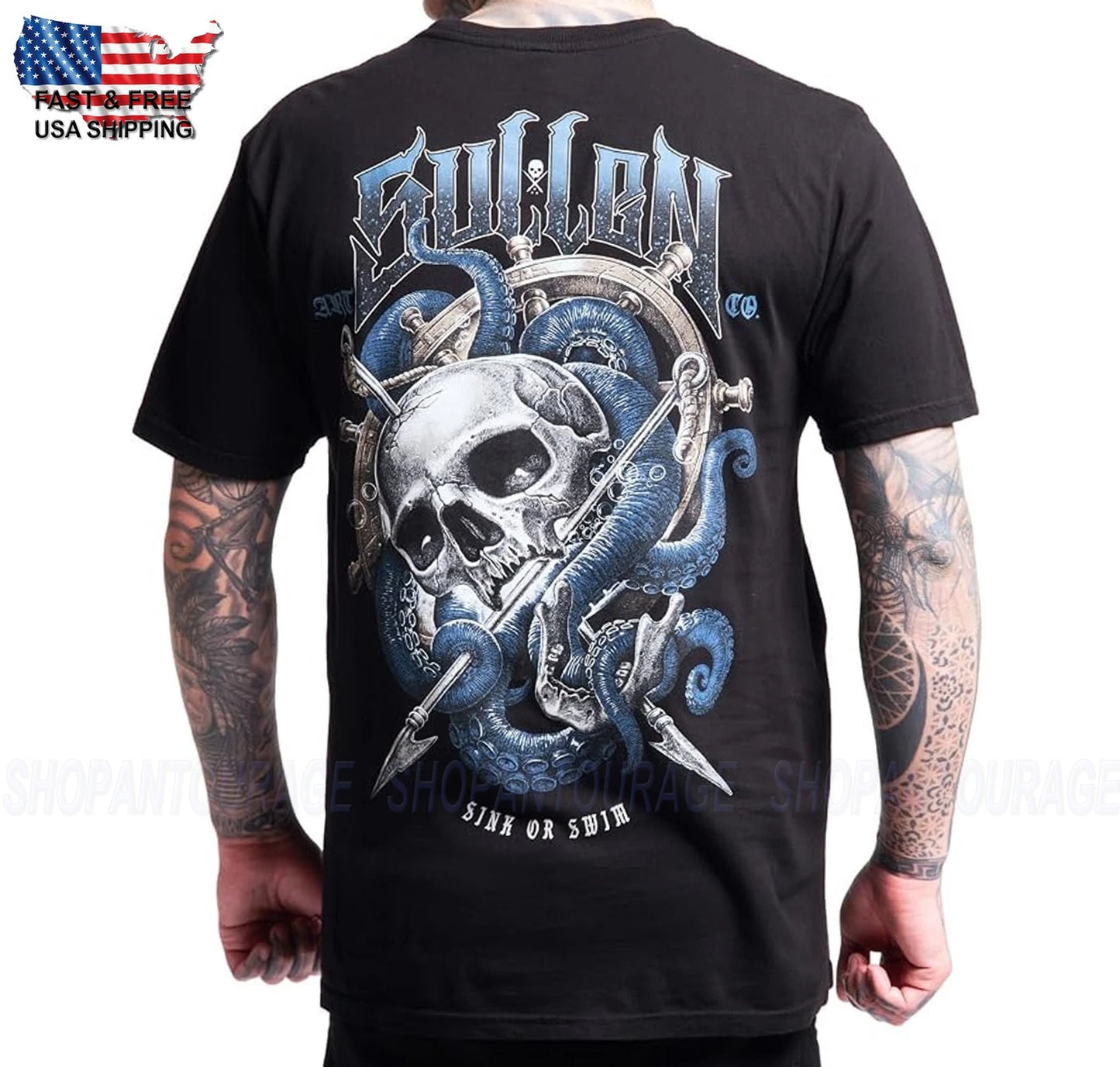 Sullen Art Collective Harpoon Skull Premium SCM8093 Short Sleeve T-shirt For Men