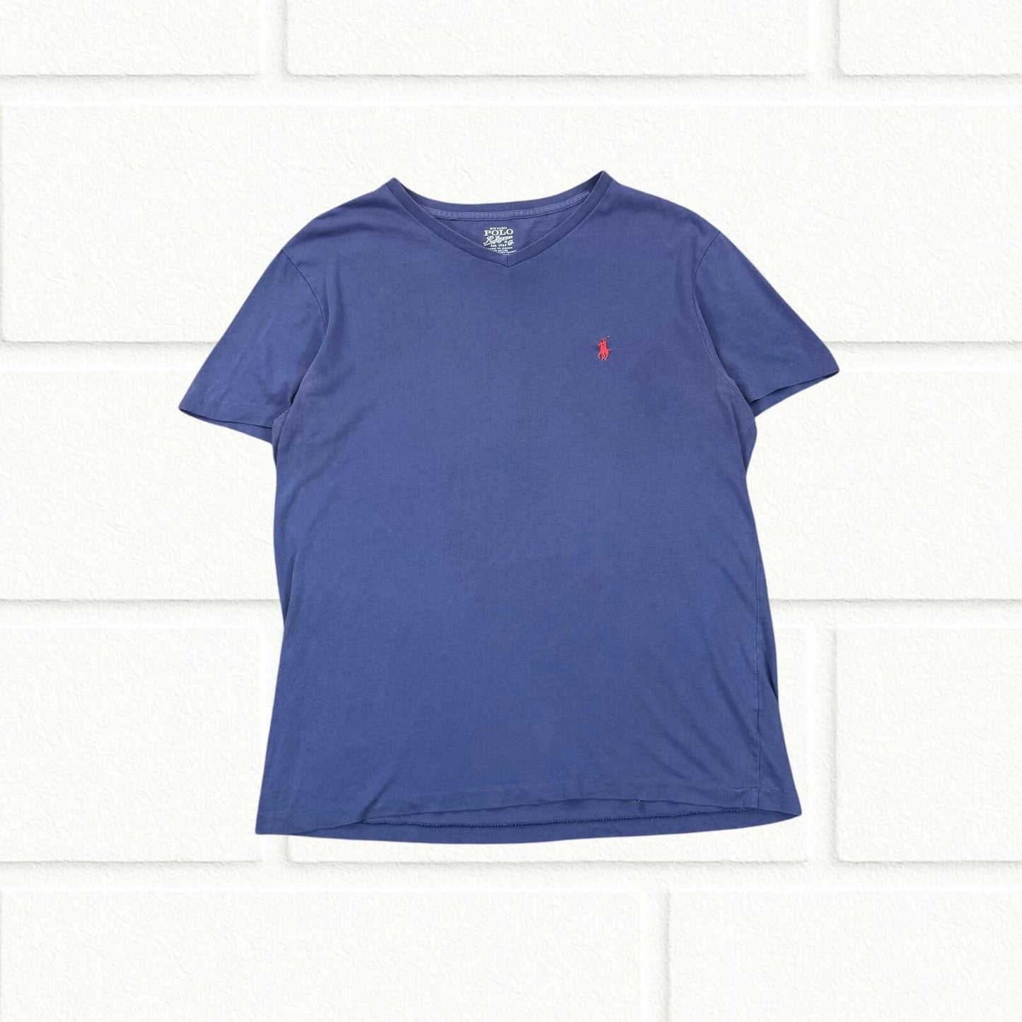 Polo Ralph Lauren Purple T-Shirt Mens Medium Cotton V-Neck Short Sleeve Logo