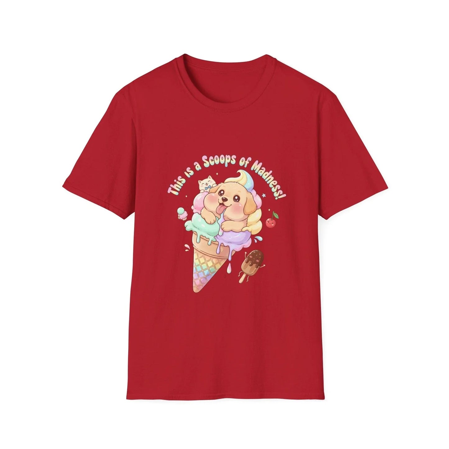 Cute Puppy Ice Cream Cone T-Shirt| Cute Chaos Humor Kawaii Animal Dessert Design