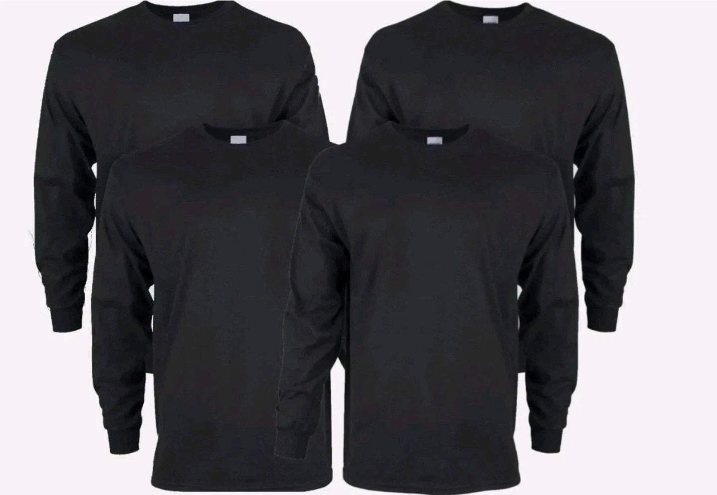Gildan Adult Ultra Cotton Long Sleeve T-Shirt G2400 Black (4 Pack) LARGE ONLY