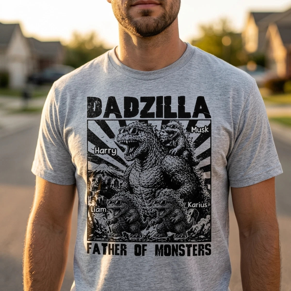 Personalize Dadzilla Father of Monsters Shirt, Father's Day Custom Name Shirt