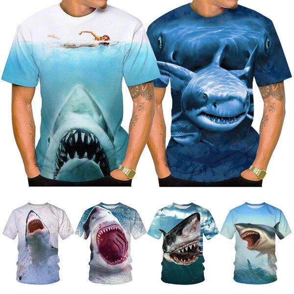 Swimming Shark Thriller Casual Women Men T-Shirt 3D Print Short Sleeve Tee Tops