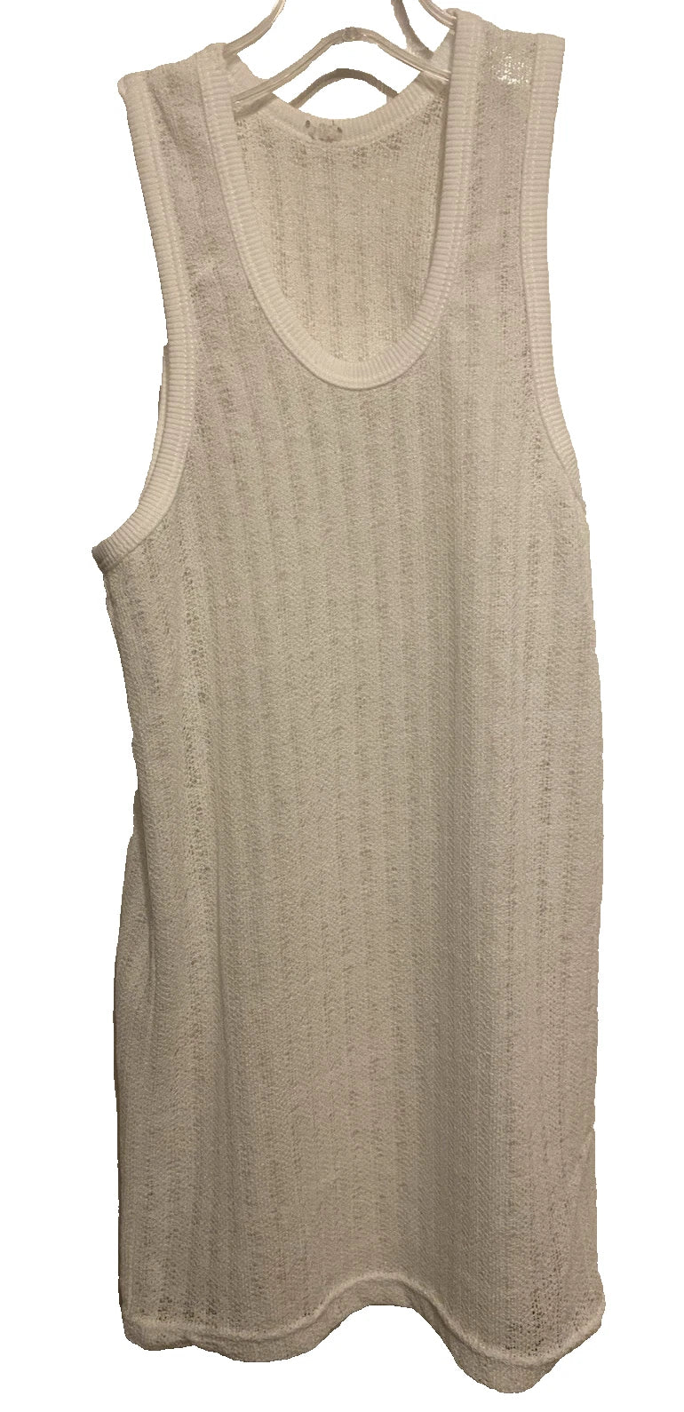 Unbranded Men's Body Mesh Tank Top White Small Slim Fit Spandex blend NWOT