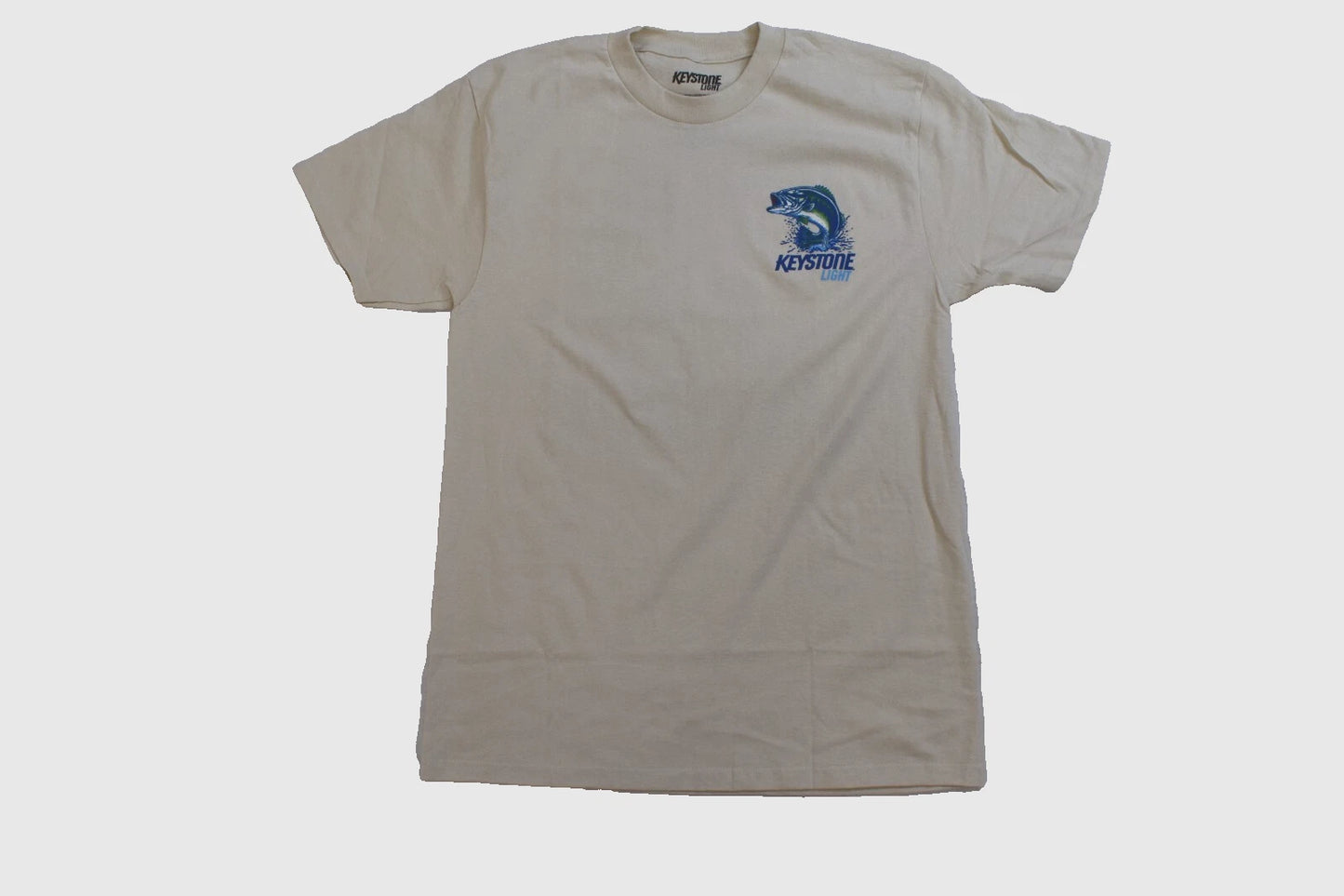 Keystone Light Mens Keystone Light Beer Fish Graphic Beige Shirt New S, M, L