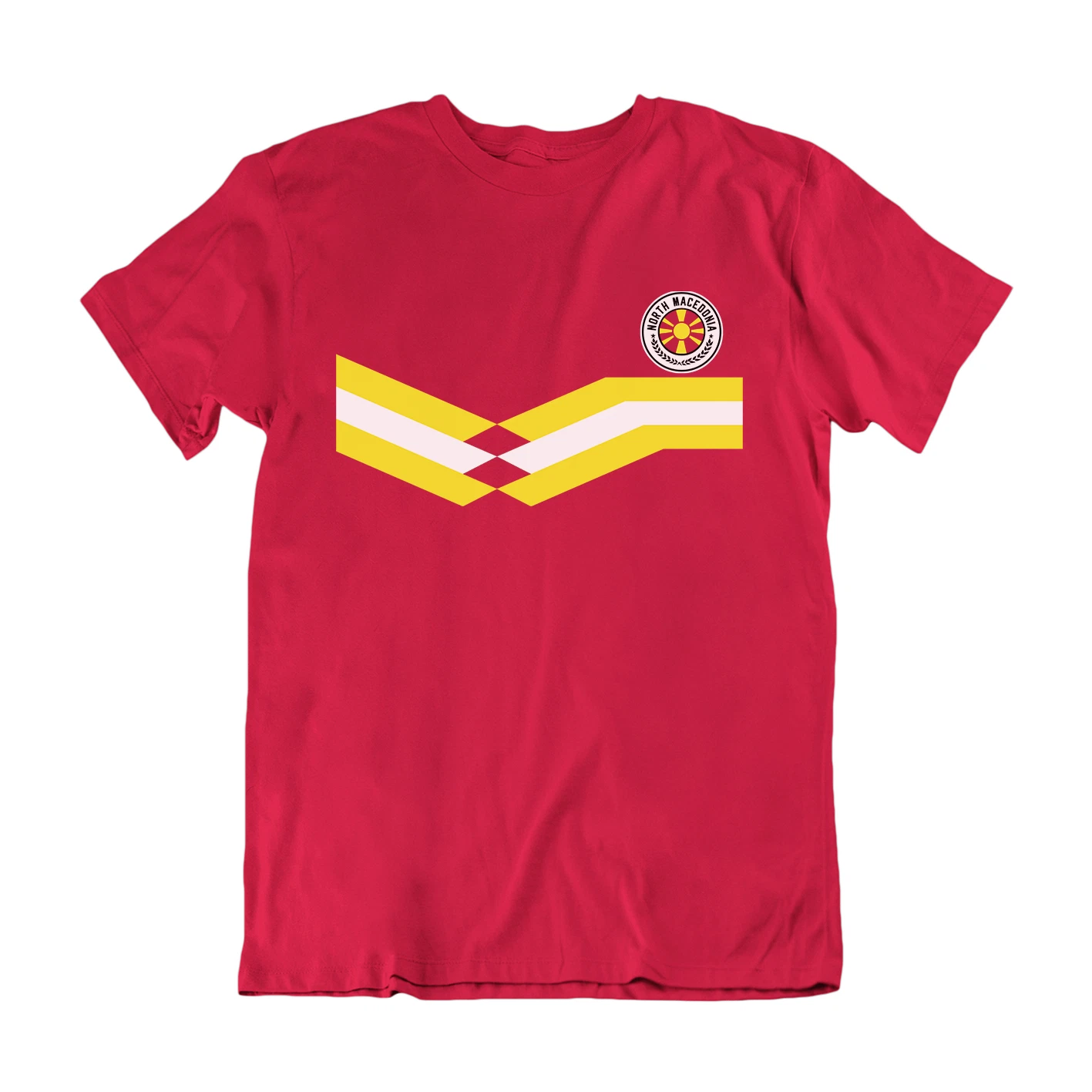 Mens NORTH MACEDONIA Retro Strip Style Football T-Shirt 2024 Tee Euro Shipping