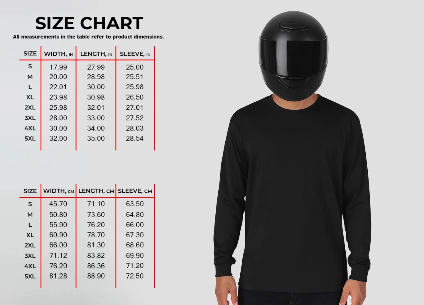 Custom Motorcycle Tee 2side Print - Biker Long Sleeve for Riders