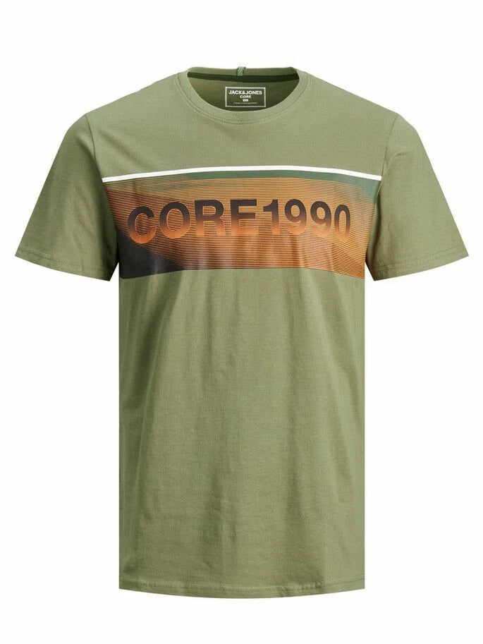 Jack & Jones Crew Neck T-Shirt ORGANIC COTTON SLIM FIT Logo Green NEW