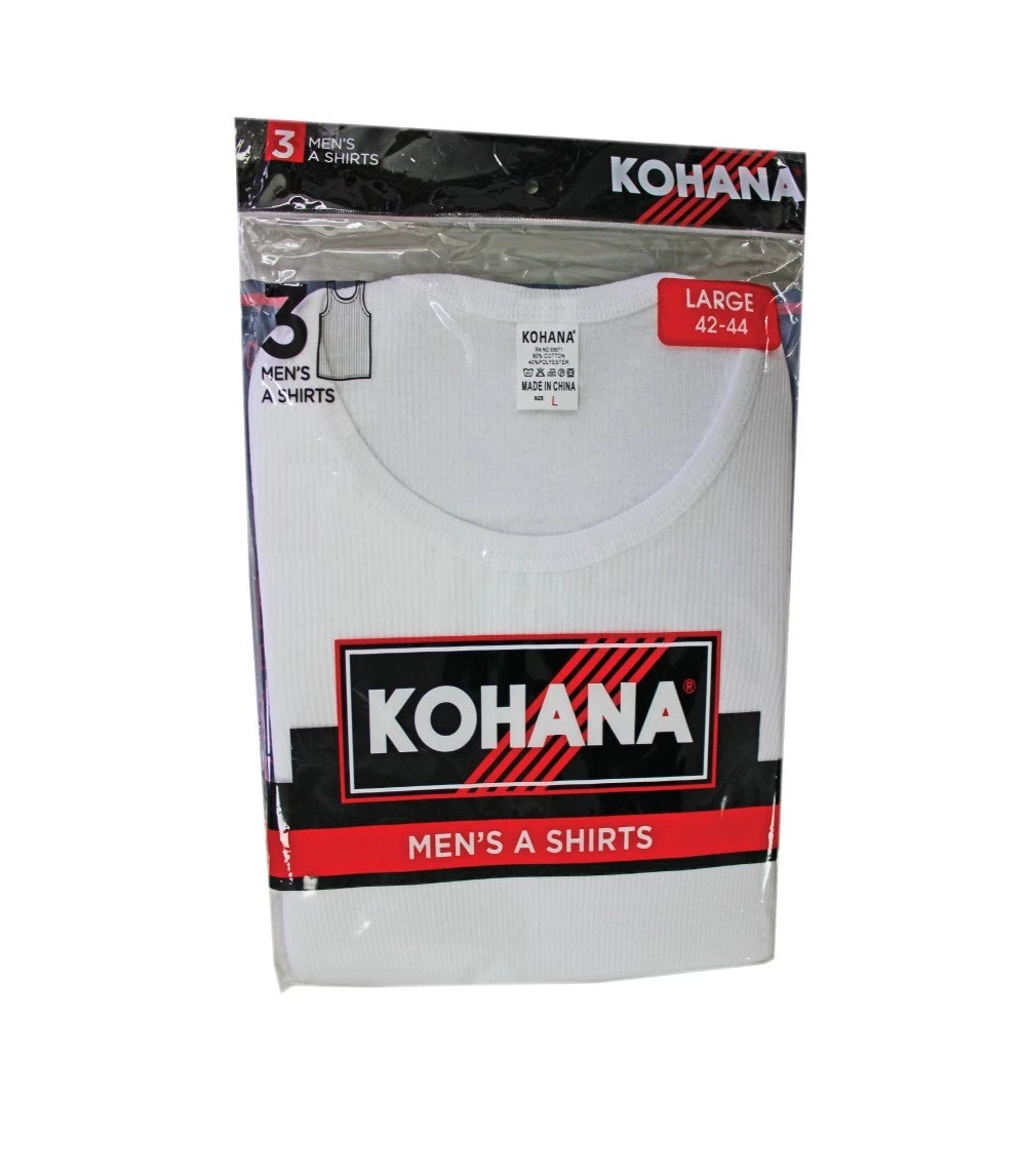 Mens a shirts white 3-Pack. Machine wash no bleach tumble dry.