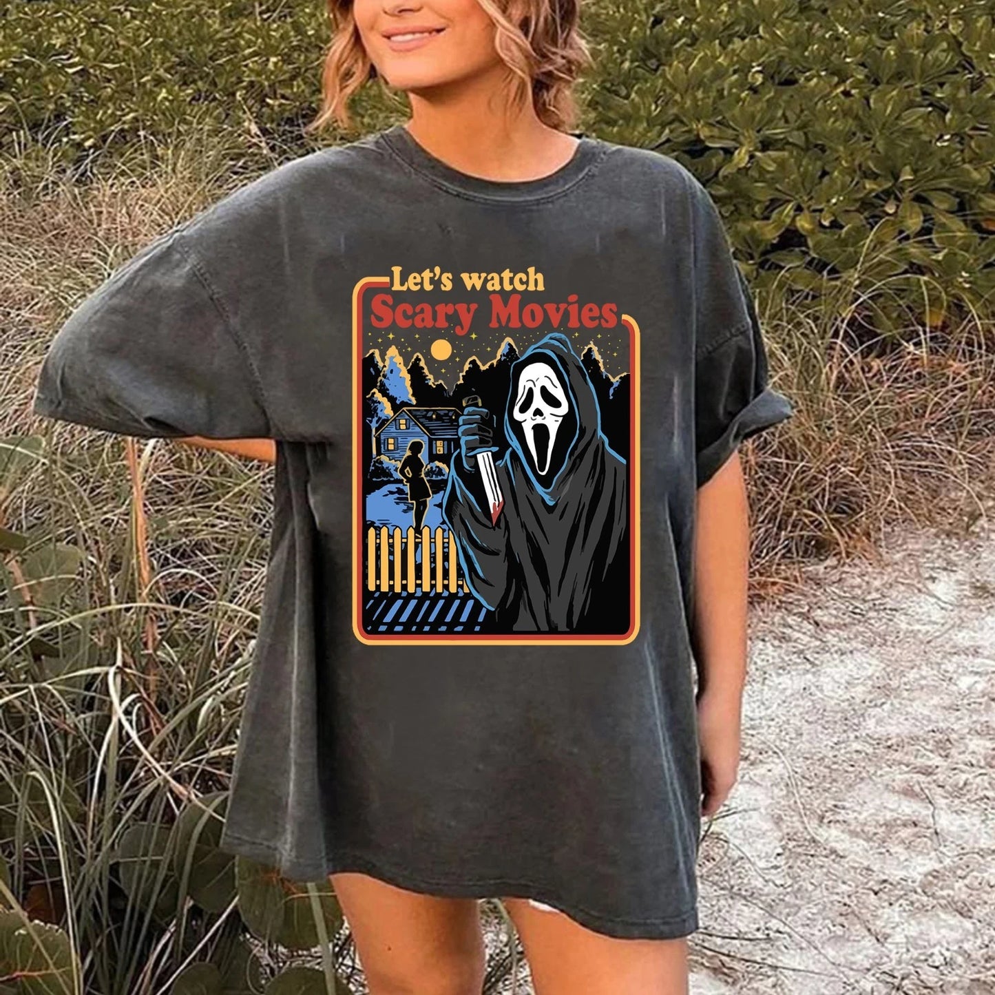 Retro Let's Watch Scary Movie Tee, Vintage Ghost Face Scream Tee, 30 Anniversary