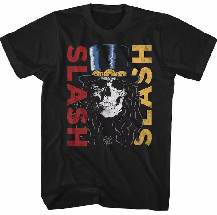 Slash Guns N Roses Double Slash Skull Black Adult T-Shirt