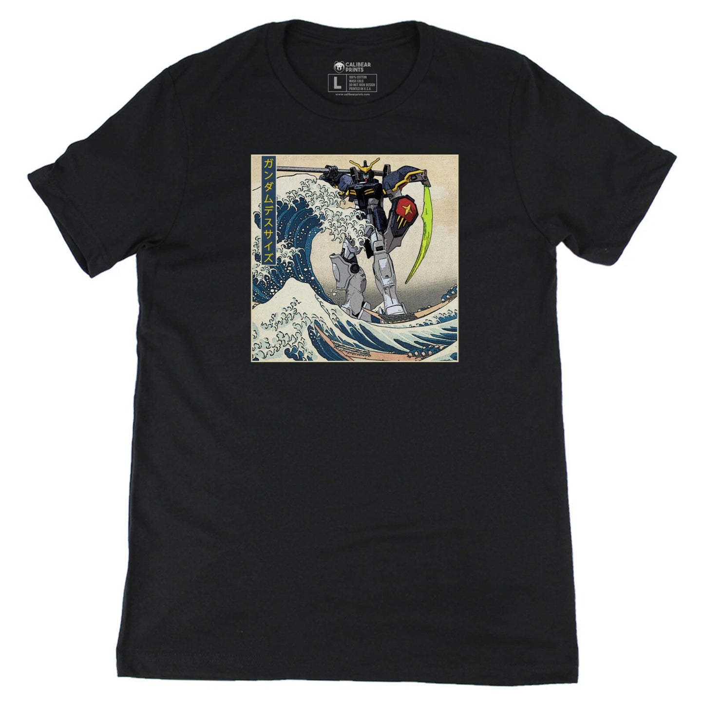 Gundam Deathscythe in the Great Wave off Kanagawa Anime Graphic Art T-Shirt