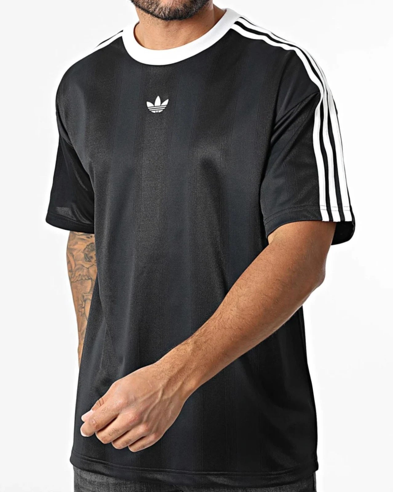 RARE! NEW MEN'S ADIDAS ORIGINALS TREFOIL JACQUARD SHIRT ~SIZE XL #JW587 BLACK