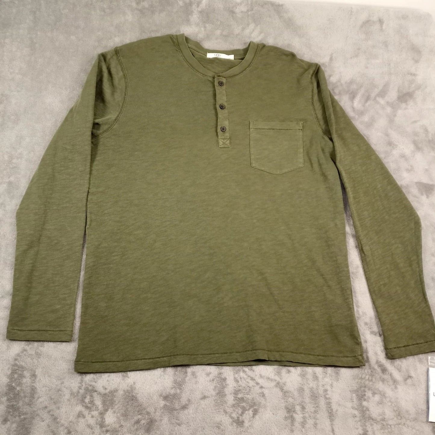 UGG Henley Shirt Men's Size Large Olive Green Long Sleeve 100% Cotton NWT